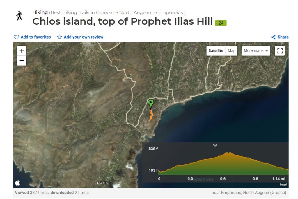 Hiking Trails Wikiloc Going Uphill Prophet Ilias Emporios Chios Emporios Bay Hotel Studios Apartments Greece Greek Island Mastiha Mastic Mastihohoria